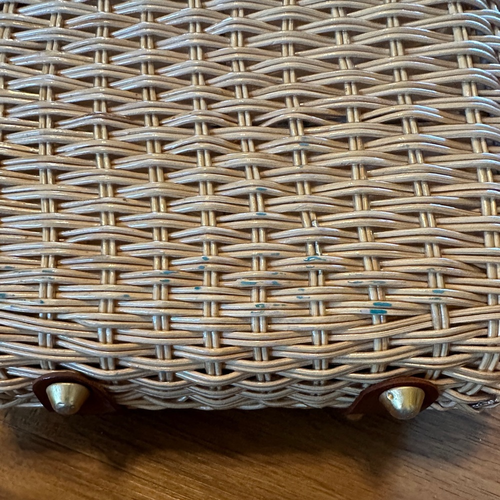 Woven Mini Handbag in Natural Rattan with Gold Hardware - Picture 12 of 13